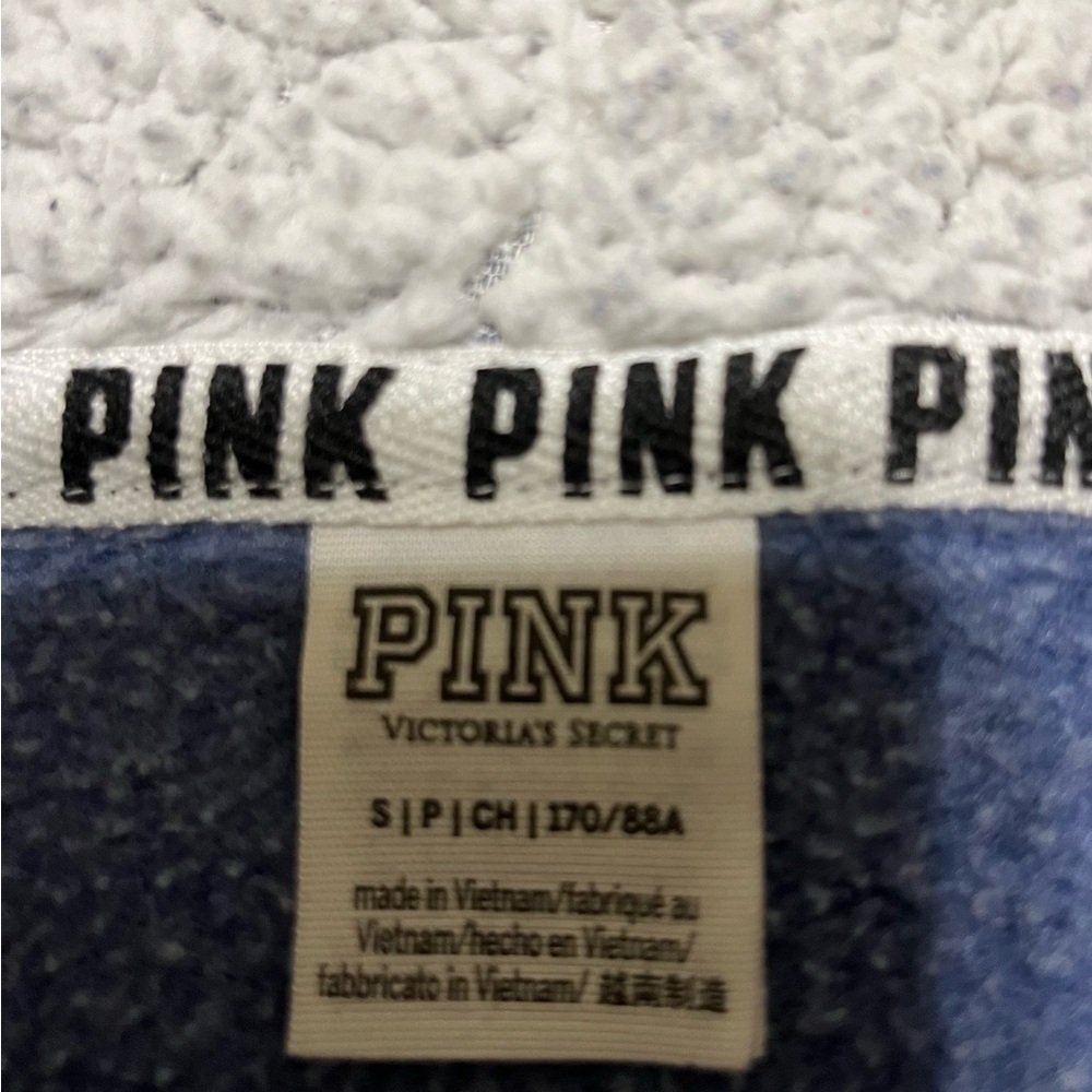 Victoria's Secret PINK Blue and Black Camouflage Sherpa Hoodie Size Small - Picture 4 of 5